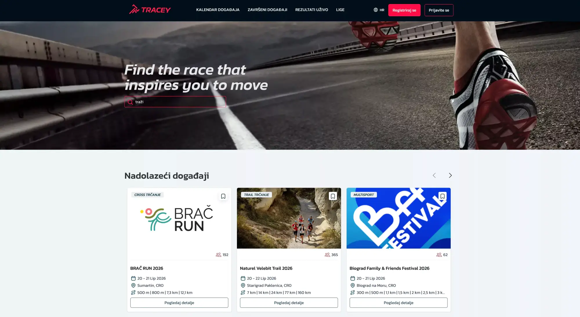 Tracey Sport race management web app
