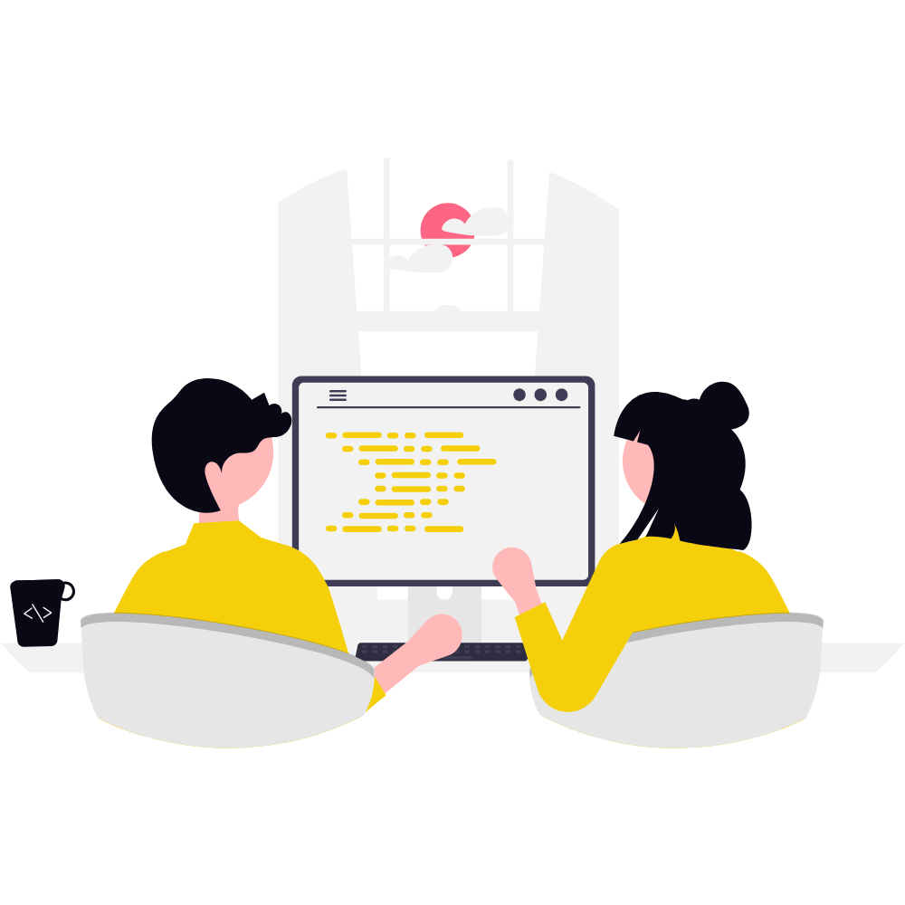 Pair programming illustration (dark)